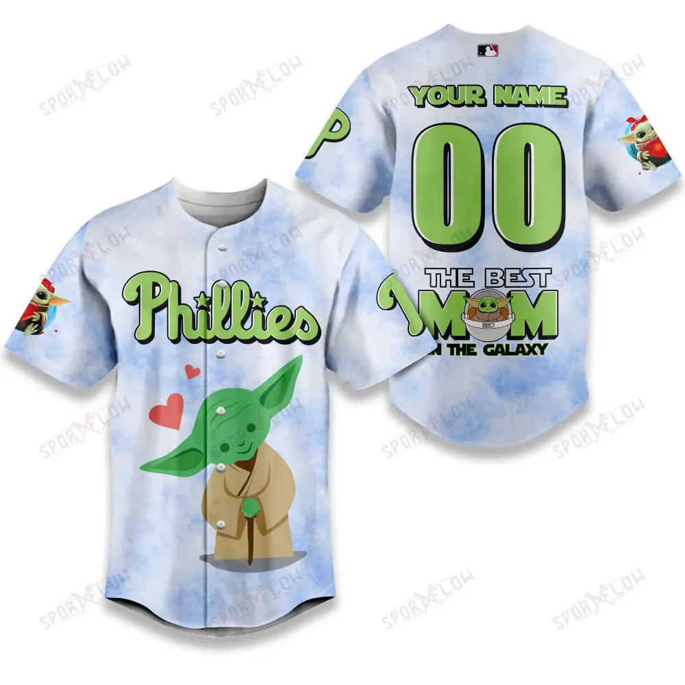 Philadelphia Phillies X Star Wars Yoda Best Mom Custom Baseball Jersey