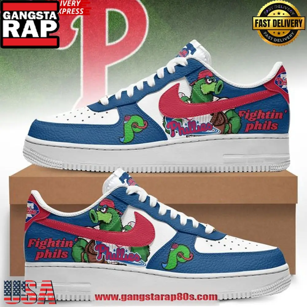 Phillie Phanatic Fightin Phils New Design Air Force 1 Sneakers Shoes