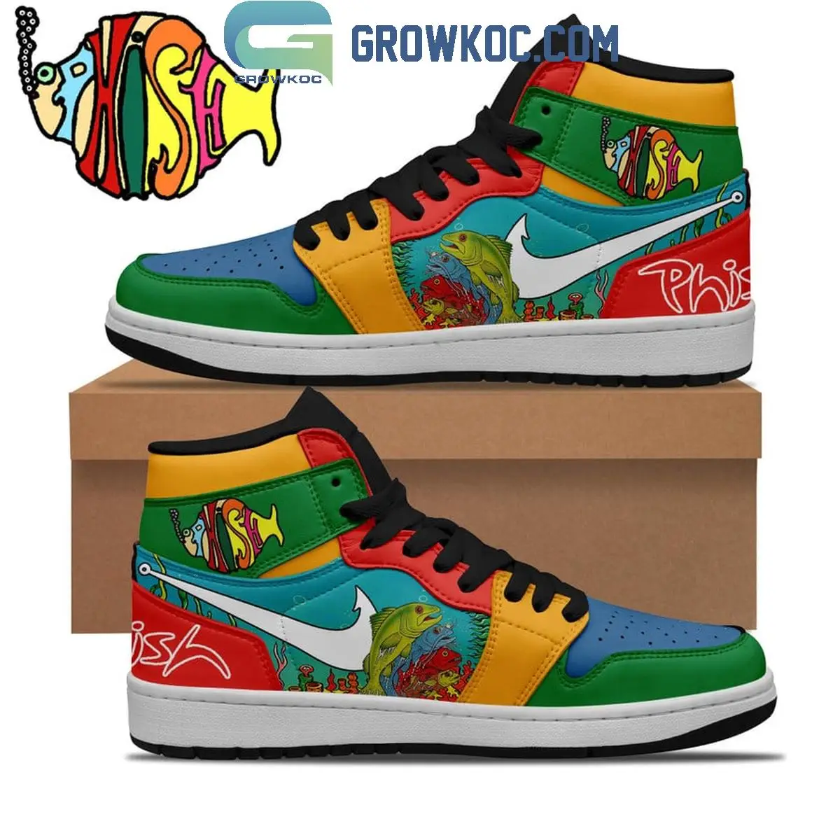 Phish Rock Band The Fish Love Ocean Air Jordan 1 Shoes Phish Rock Band The Fish Love Ocean Air Jordan 1 Shoes - Image 1