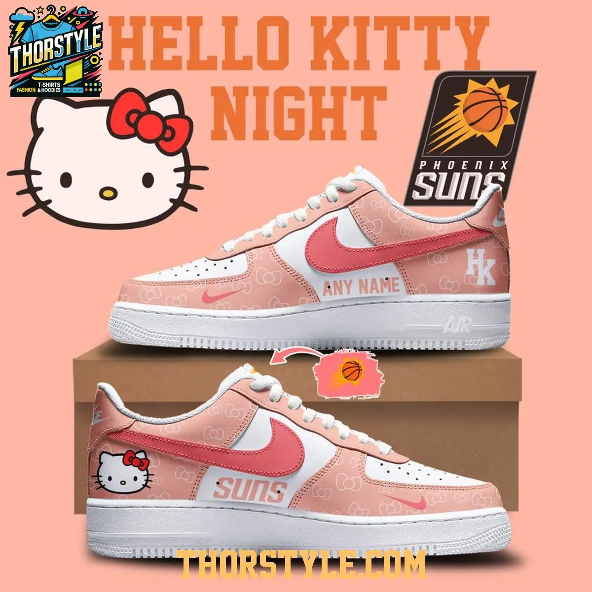Phoenix Suns Hello Kitty Night 2026 Personalized Air Force 1 Shoes