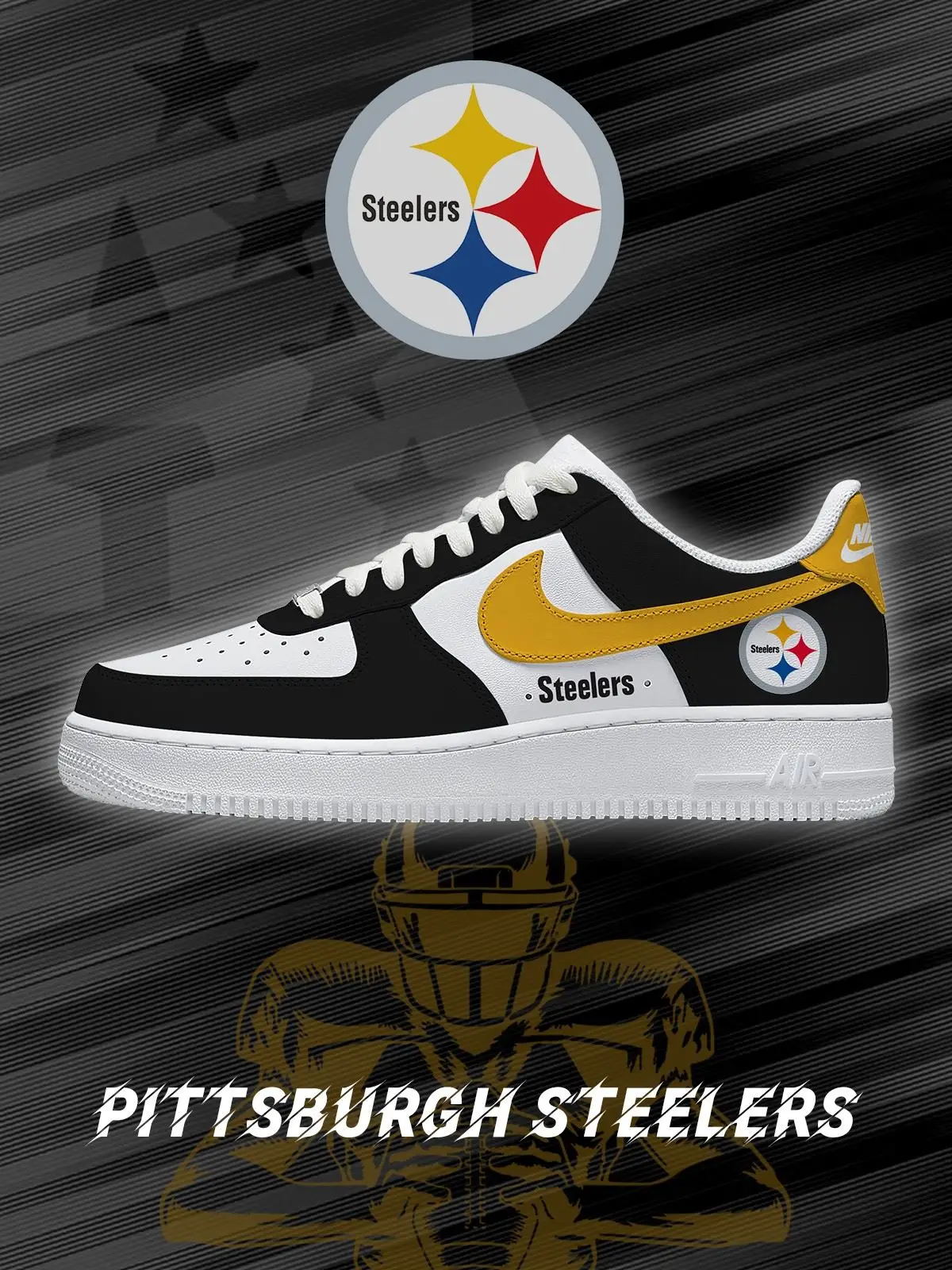 Pittsburgh Football Custom Air Force 1 Sneakers - NFL Fan Edition | FU62