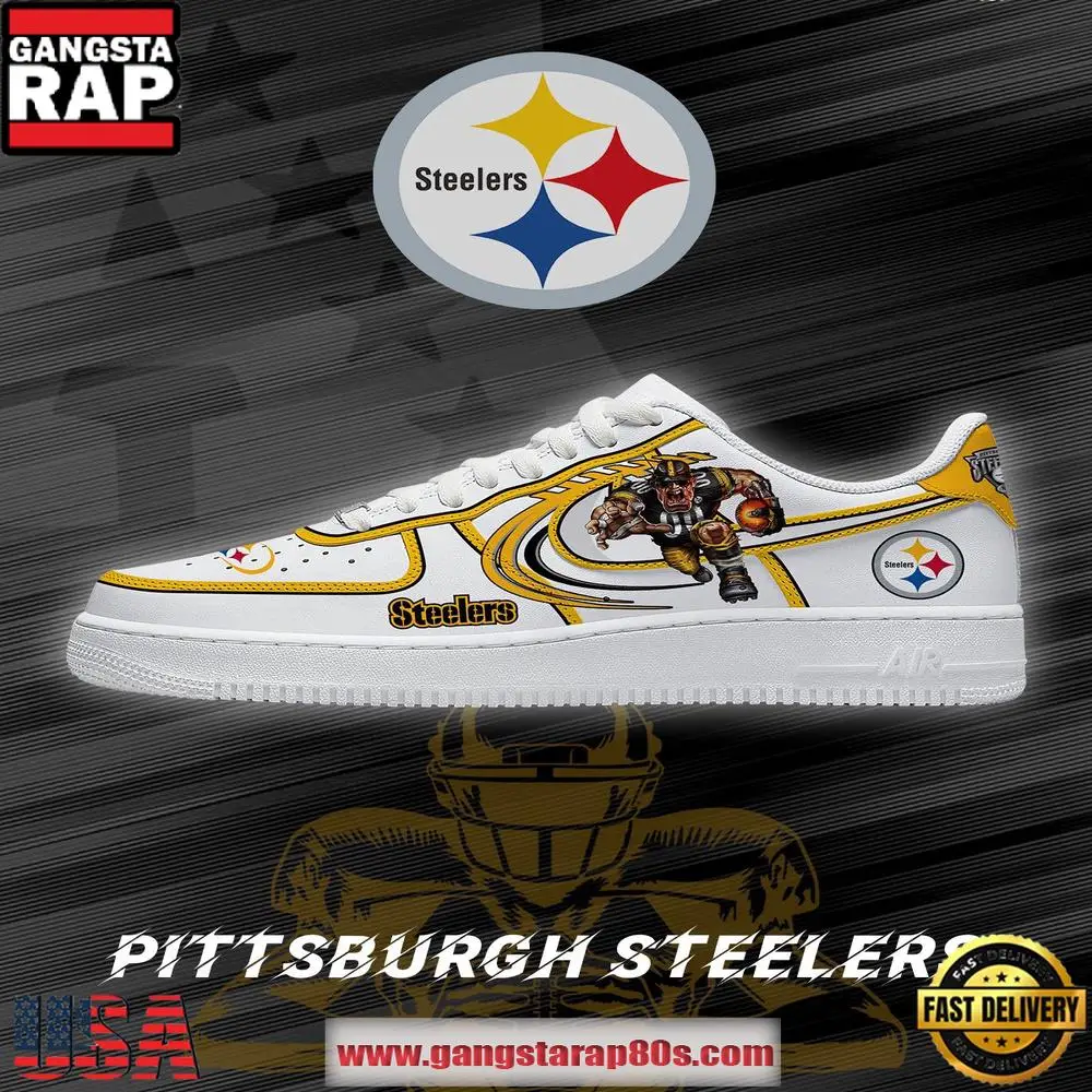 Pittsburgh Football NFL Team Logo Air Force 1 Sneakers Shoes Sneakers Pittsburgh Football NFL Team Logo Air Force 1 Sneakers Shoes Sneakers - Image 1
