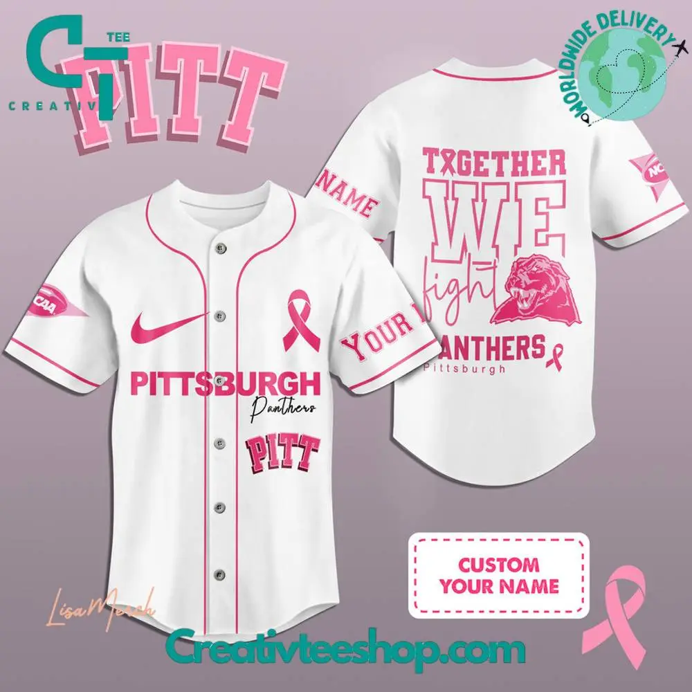 Pittsburgh Panthers Breast Cancer Together We Fight Baseball Jersey