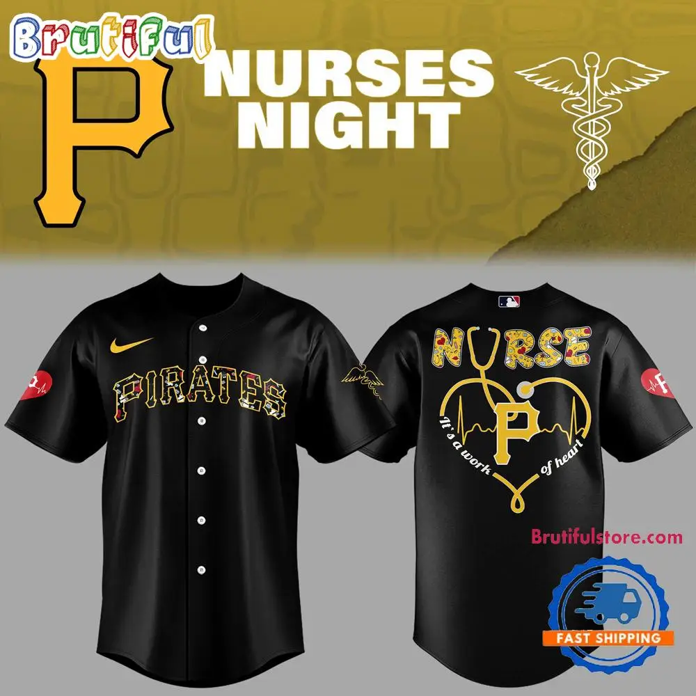 Pittsburgh Pirates Baseball NURSES NIGHT Black Jersey Shirt