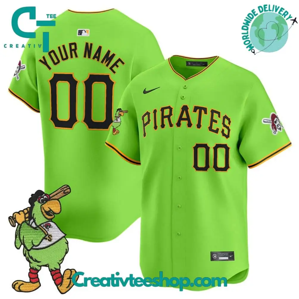 Pittsburgh Pirates Pirate Parrot Mascot Personalized Baseball Jersey