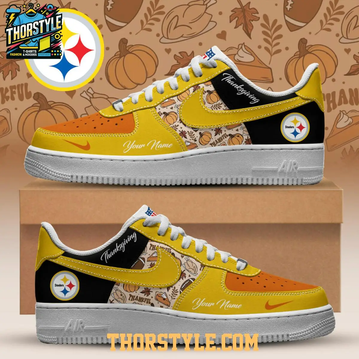 Pittsburgh Steelers Thanksgiving Day 2025 Personalized Air Force 1 Shoes Pittsburgh Steelers Thanksgiving Day 2025 Personalized Air Force 1 Shoes - Image 1