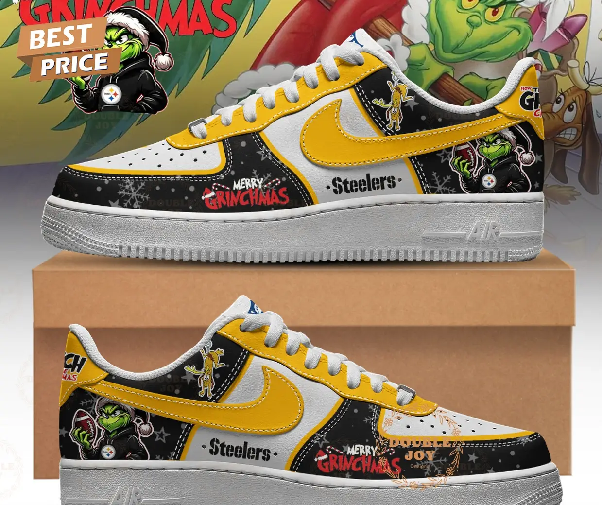 Pittsburgh Steelers X Merry Grichmas 2025 Air Force 1 Sneakers Pittsburgh Steelers X Merry Grichmas 2025 Air Force 1 Sneakers - Image 1