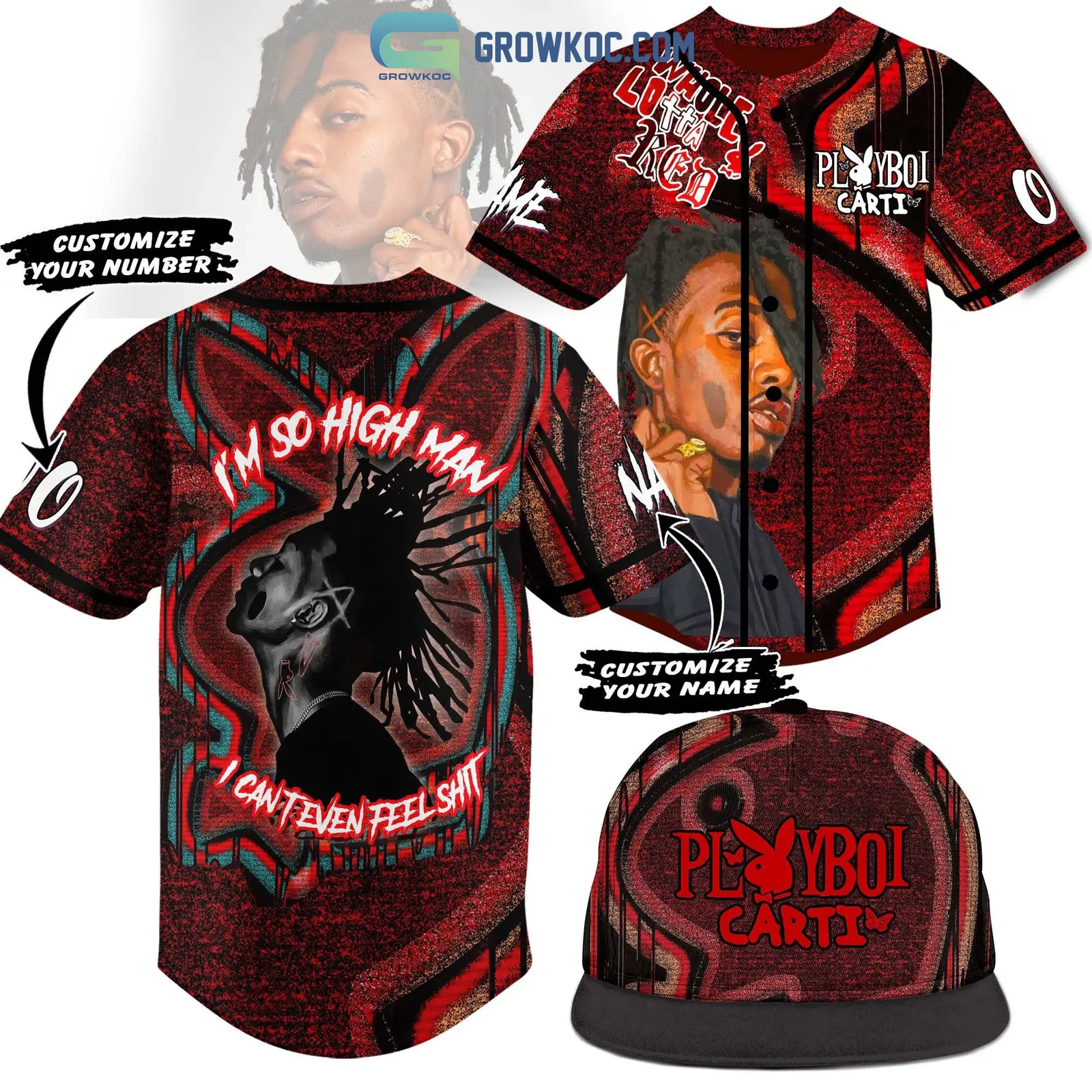 Playboi Carti I'm Go High Man I Can't Even Feel Shit Personalized Baseball Jersey