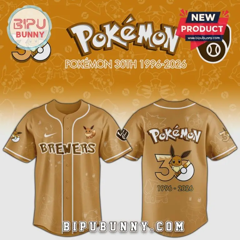 Pokémon 30Th Anniversary Eevee Jersey - Limited Edition Brewers Baseball Shirt