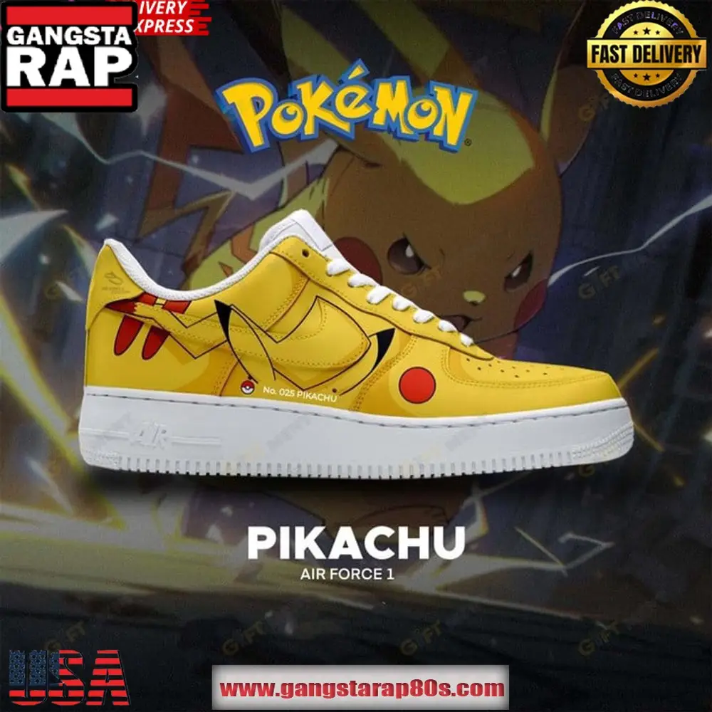 PokEmon Pikachu Special Nike Air Force 1 Running Sneakers Shoes PokEmon Pikachu Special Nike Air Force 1 Running Sneakers Shoes - Image 1