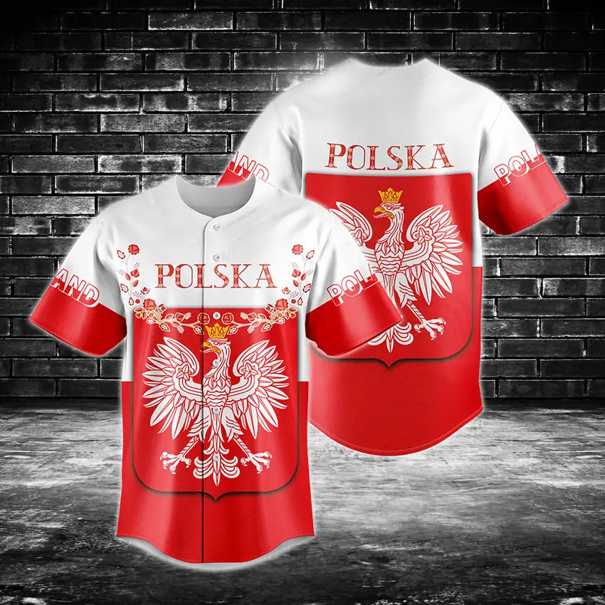 Poland Pride Baseball Jersey - Stylish Eagle Design For Fans , Unisex Sportswear