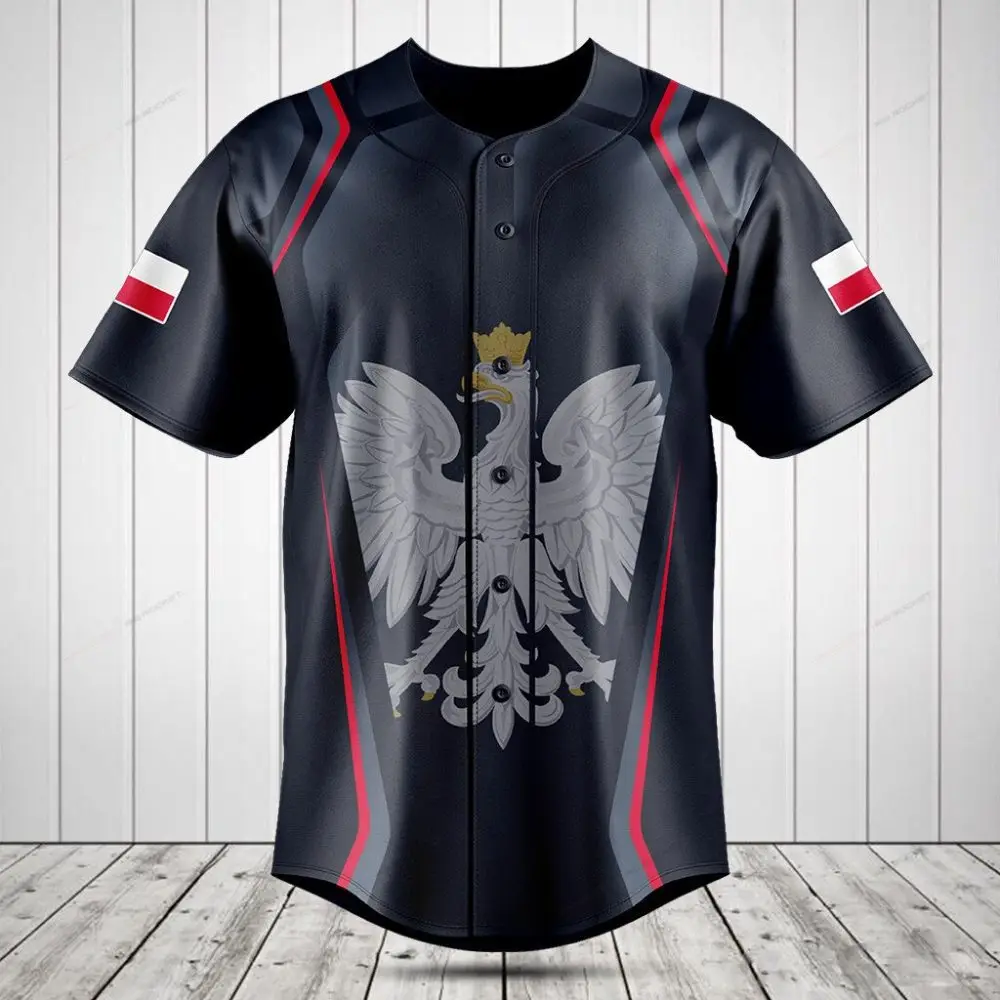 Polish Eagle Baseball Jersey - Stylish Black & Red Design - Premium Quality, Perfect For Fans!