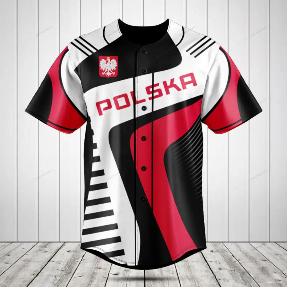 Polska Baseball Jersey – Stylish Red & Black Polish Eagle Design For Fans