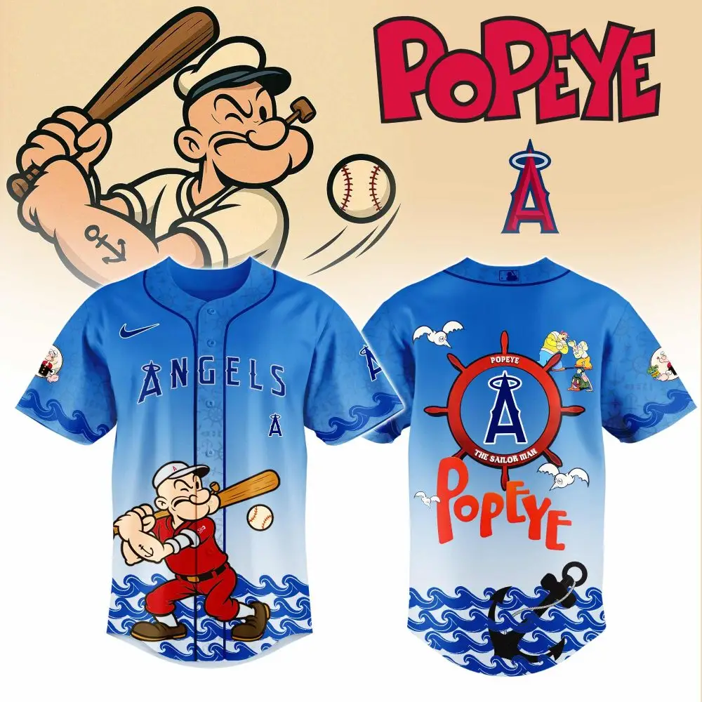Popeye Angels Baseball Jersey - Limited Edition Cartoon Sportswear Popeye Angels Baseball Jersey - Limited Edition Cartoon Sportswear - Image 1