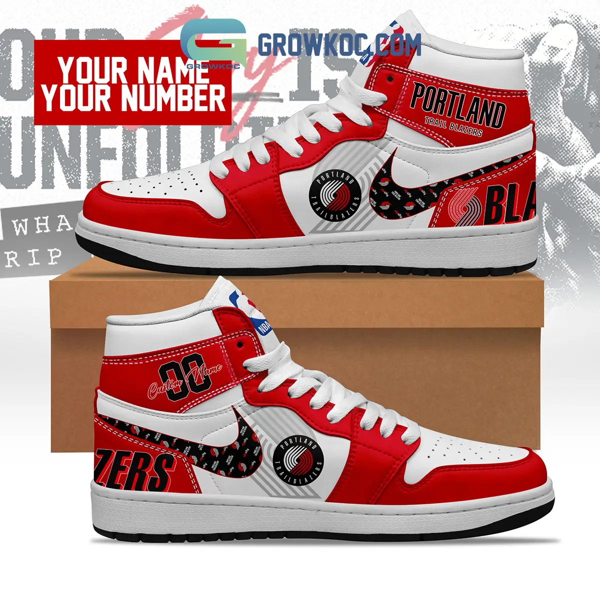 Portland Trail Blazers NBA Personalized Air Jordan 1 Shoes