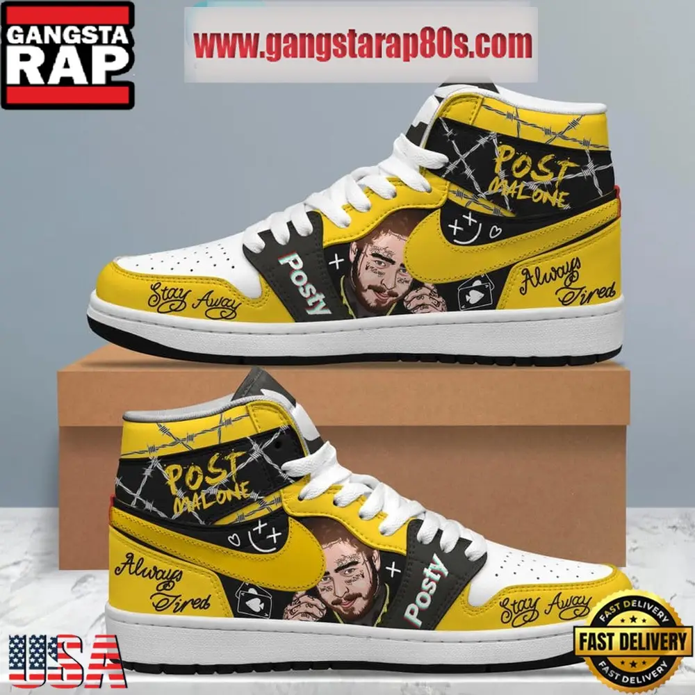 Post Malone Always Tired Posty Air Jordan 1 Sneakers Shoes
