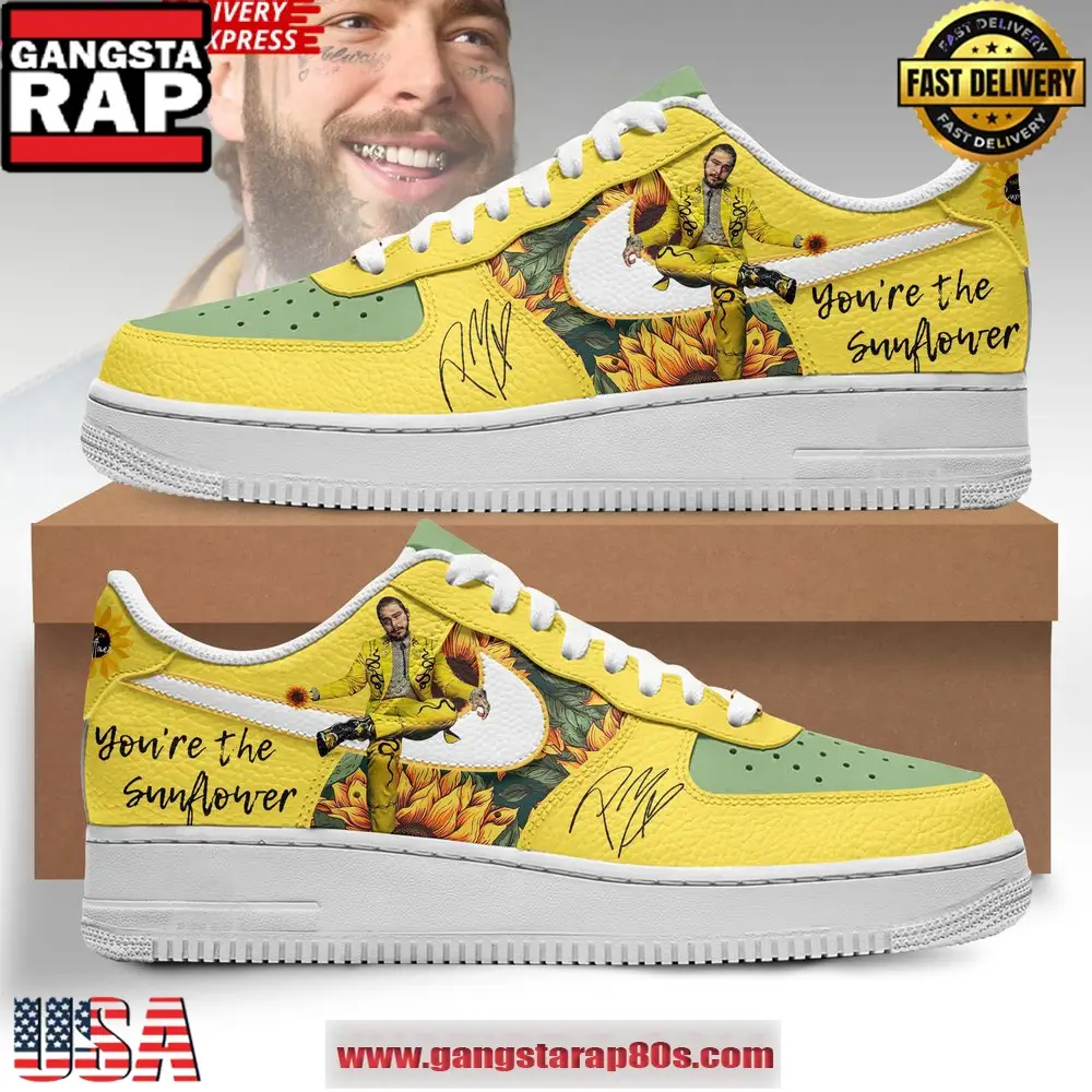 Post Malone Sunflower New Design Air Force 1 Sneakers Shoes