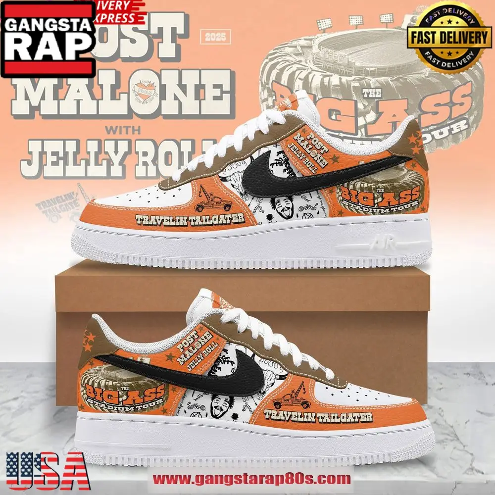 Post Malone x Jelly Roll Big Ass Stadium Tour Air Force 1 Shoes Running Sneakers