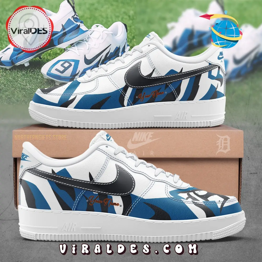 Premium Detroit Tigers Nike Custom Name Air Force 1