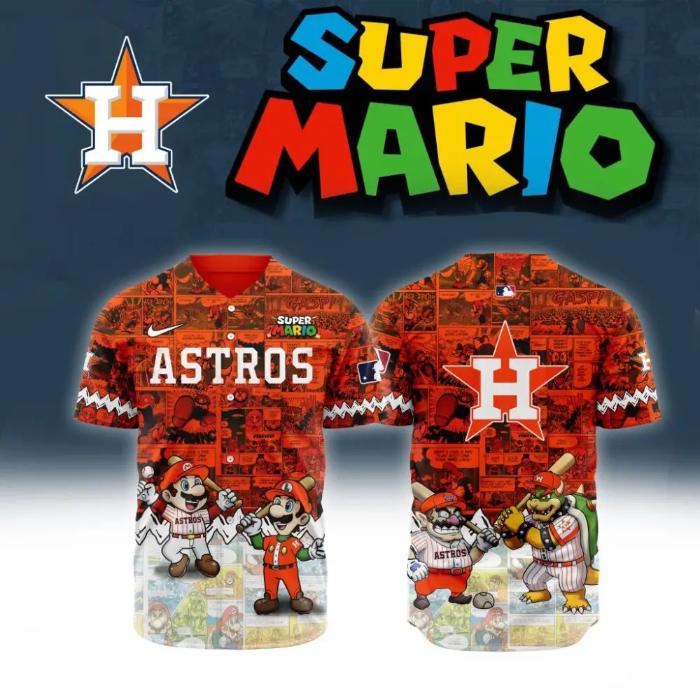 Premium Mlb Houston Astros X Super Mario Custom Baseball Jersey