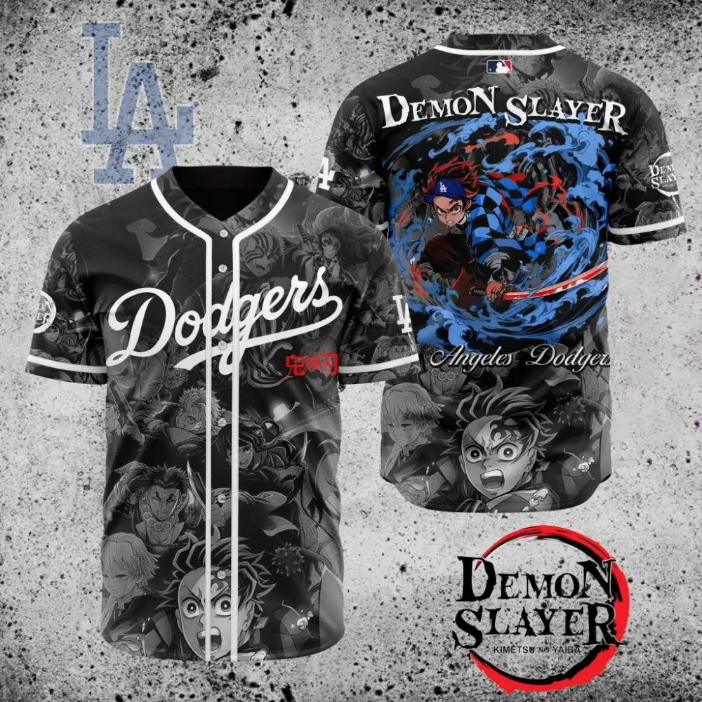 Premium Mlb Los Angeles Dodgers X Demon Slayer Custom Baseball Jersey