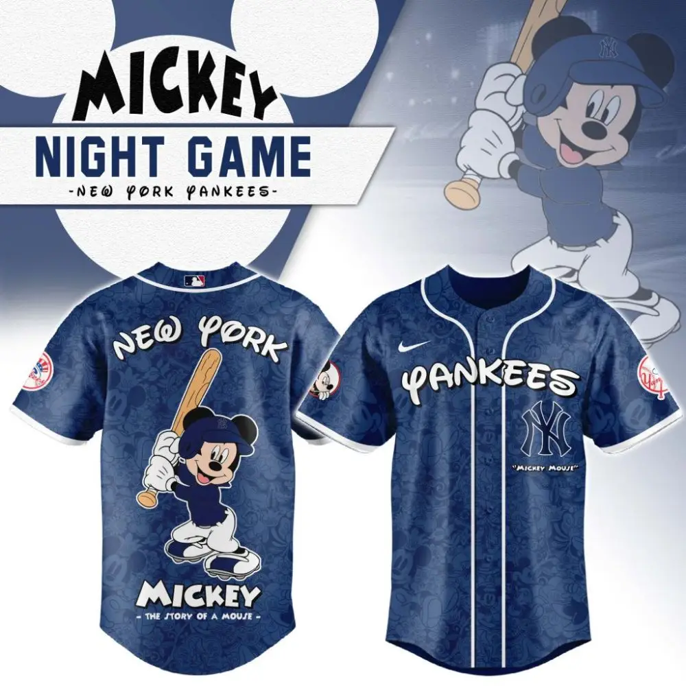 Premium Mlb New York Yankees X Mickey Mouse Custom Baseball Jersey Premium Mlb New York Yankees X Mickey Mouse Custom Baseball Jersey - Image 1