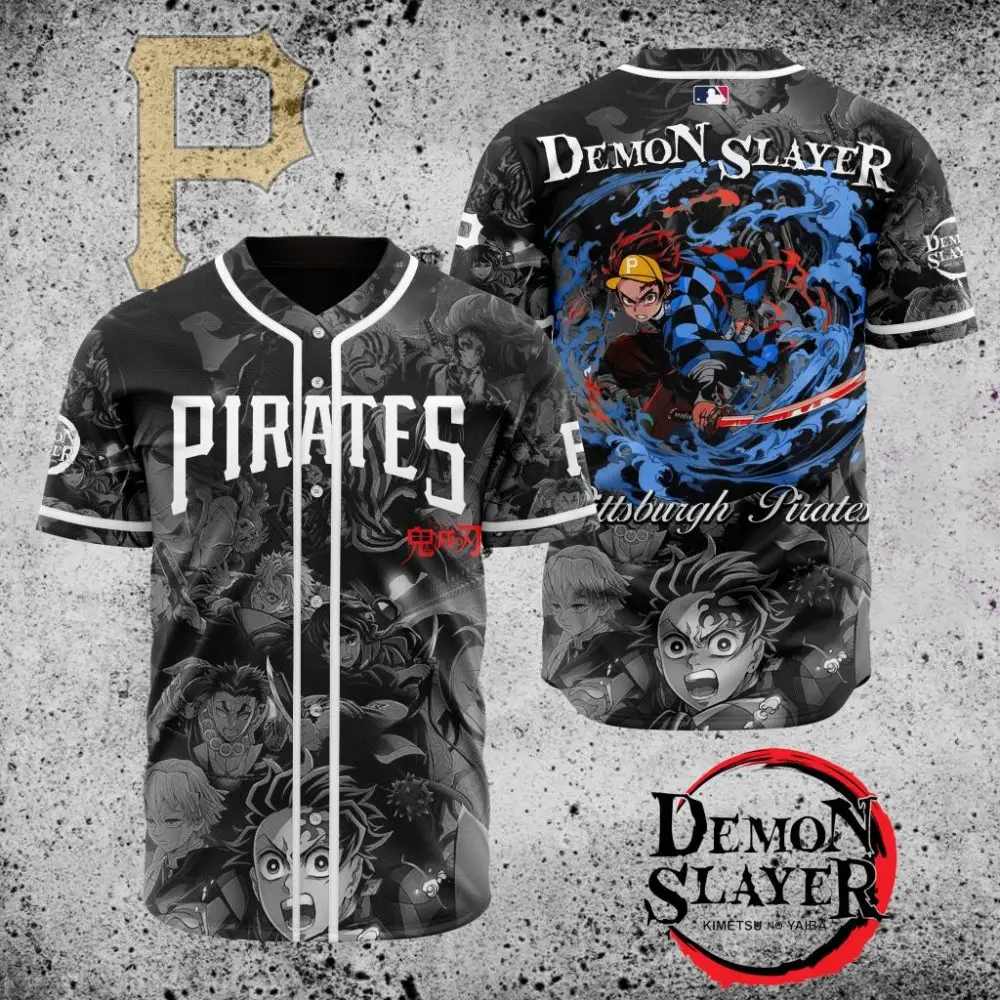 Premium Mlb Pittsburgh Pirates X Demon Slayer Custom Baseball Jersey