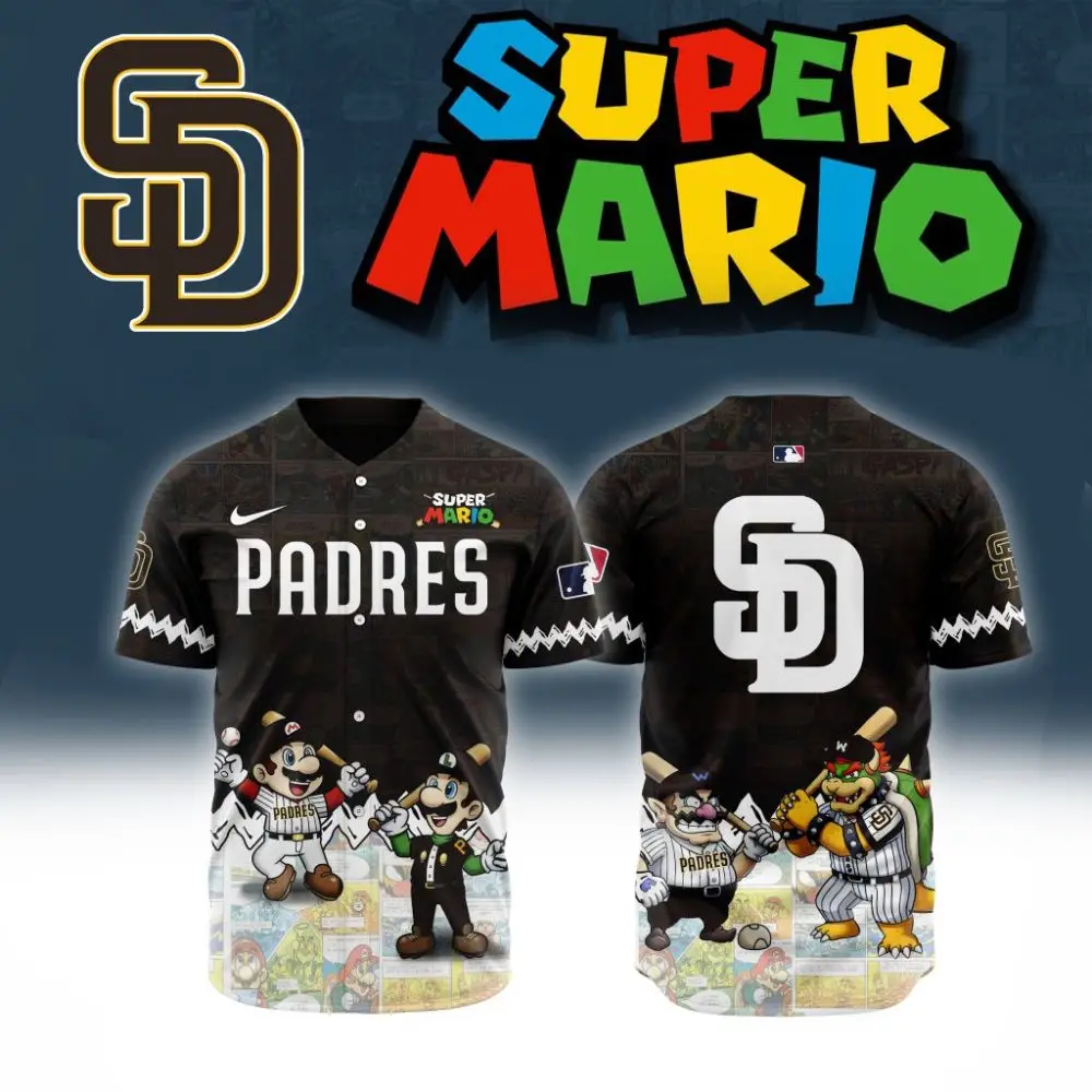 Premium Mlb San Diego Padres X Super Mario Custom Baseball Jersey