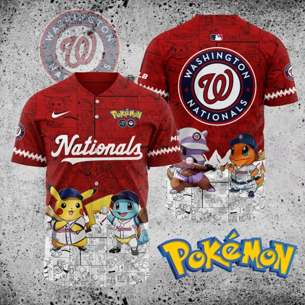 Premium Mlb Washington Nationals X Pokemon Custom Baseball Jersey