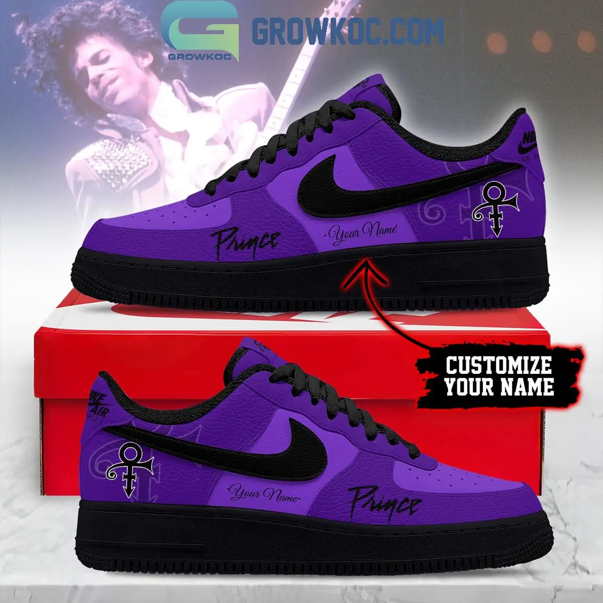 Prince Purple Rain Back In Black Air Force 1 Shoes