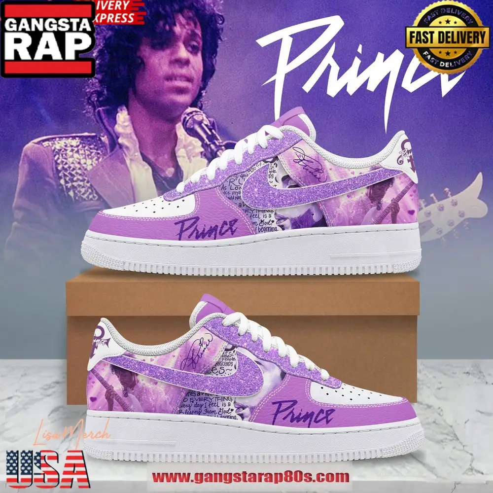 Prince Purple Special Edition Air Force 1 Running Sneakers Shoes Prince Purple Special Edition Air Force 1 Running Sneakers Shoes - Image 1