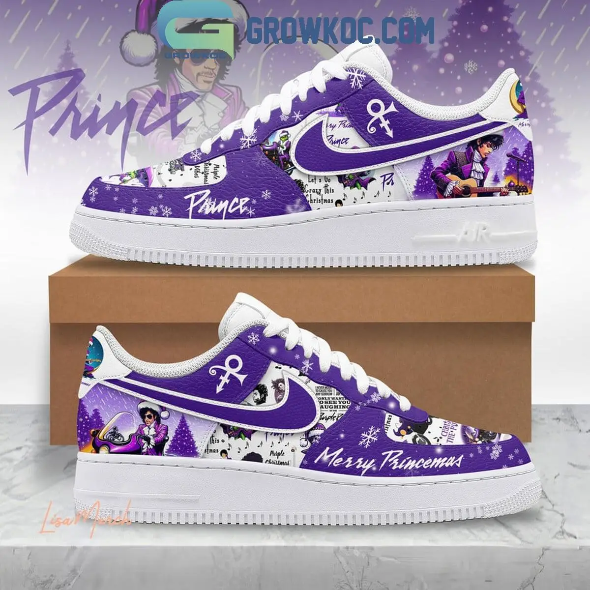 Prince The Legends Merry Christmas In Purple Rain Air Force 1 Shoes Prince The Legends Merry Christmas In Purple Rain Air Force 1 Shoes - Image 1