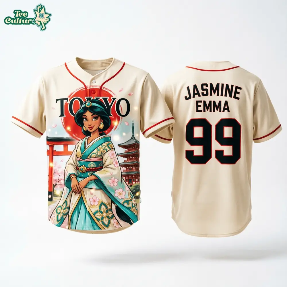 Princess Jasmine Tokyo Princess Anime Inspired Baseball Jersey
