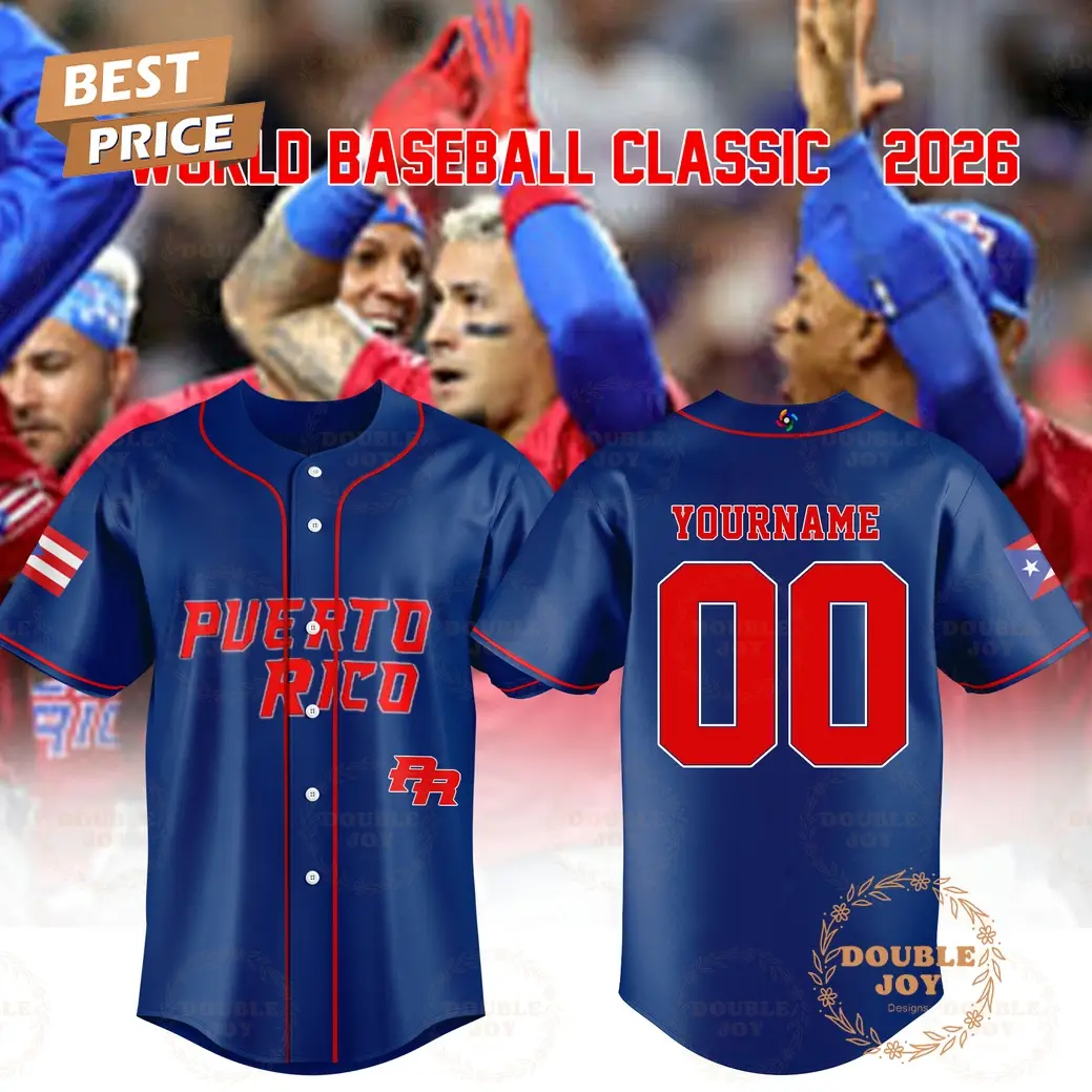 Puerto Rico World Baseball Classic 2026 Custom Name Baseball Jersey - Blue