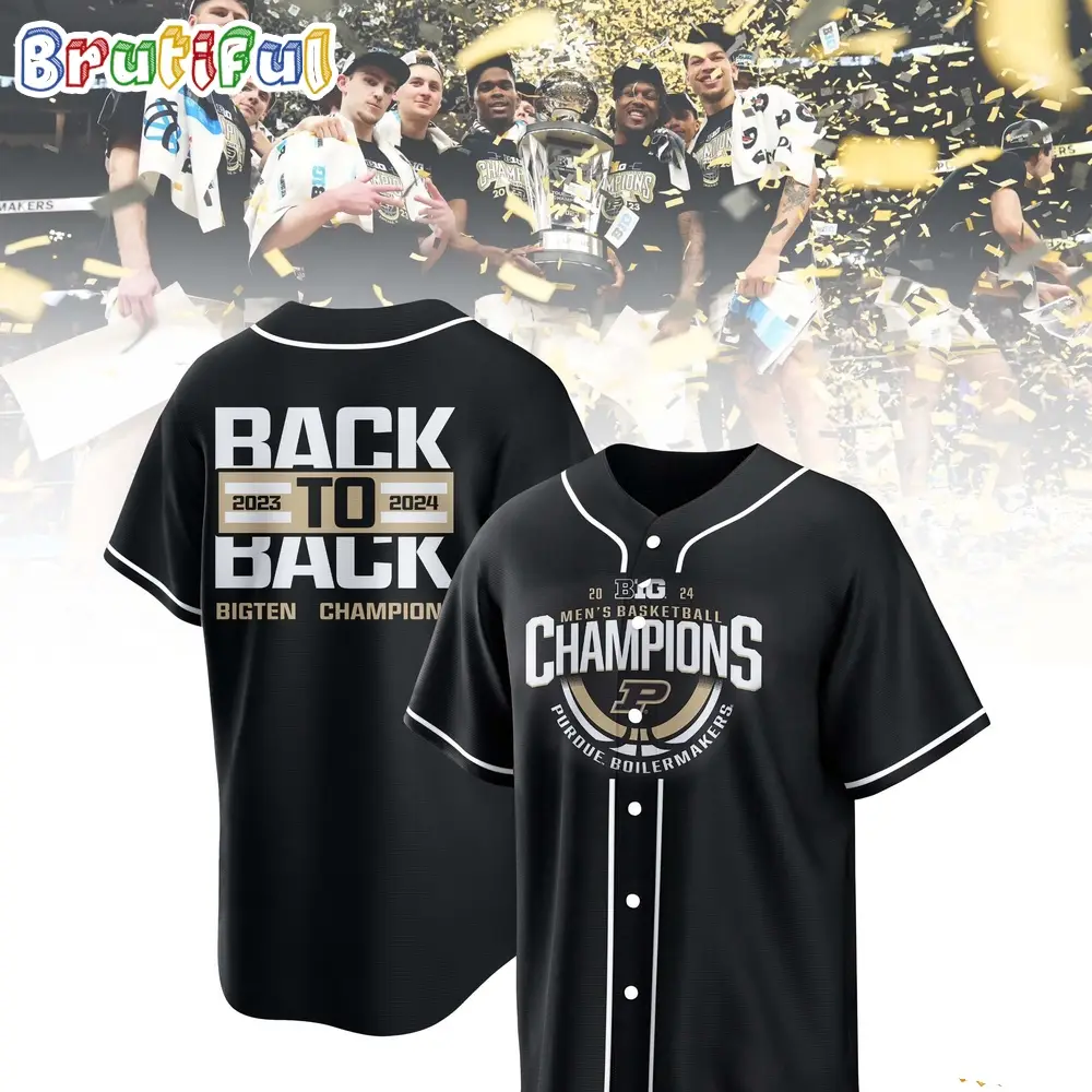 Purdue Boilermakers Men's Basketball 2024 BIG 10 Regular Season Champions Locker Room Baseball Jersey