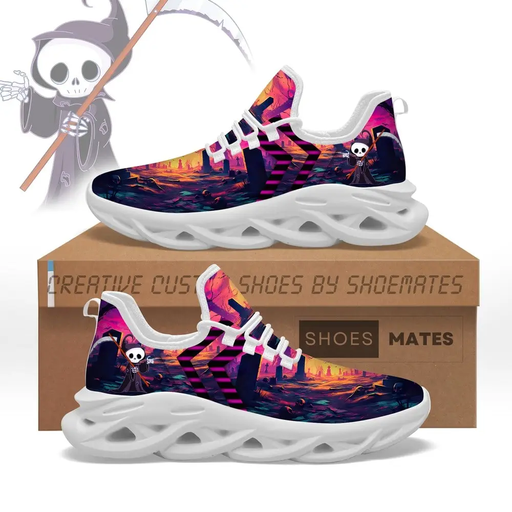 Purple Night Cartoon Reaper AJ1 High Top Shoes