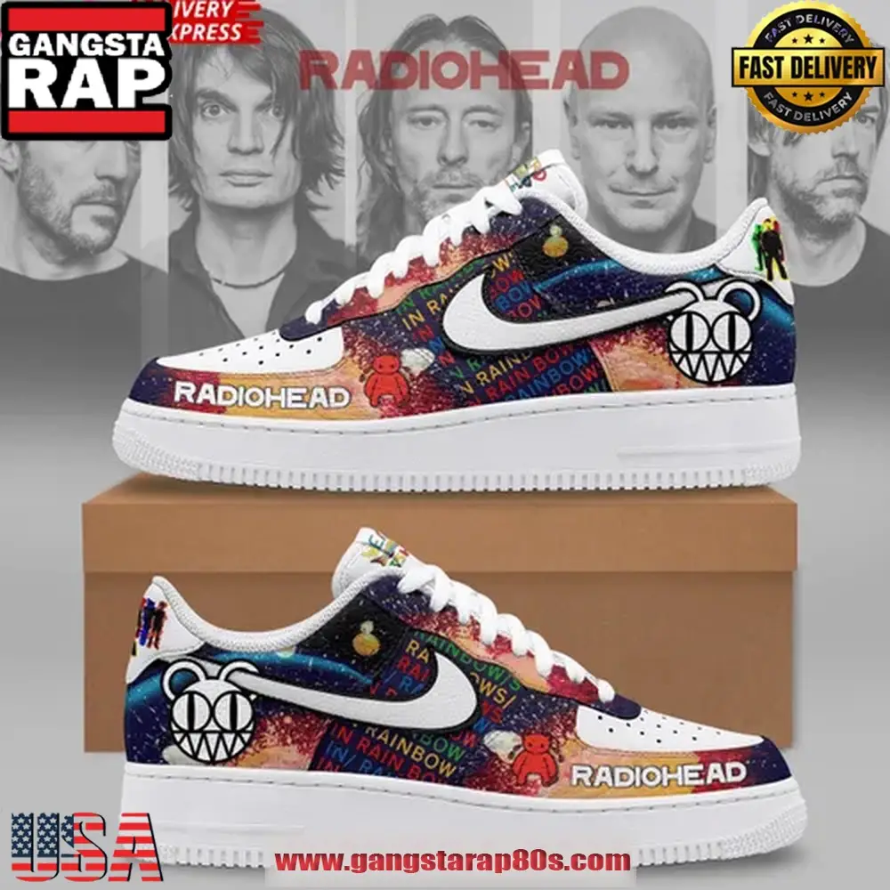 Radiohead Against Demons Limited Edition Air Force 1 Sneakers Shoes Radiohead Against Demons Limited Edition Air Force 1 Sneakers Shoes - Image 1