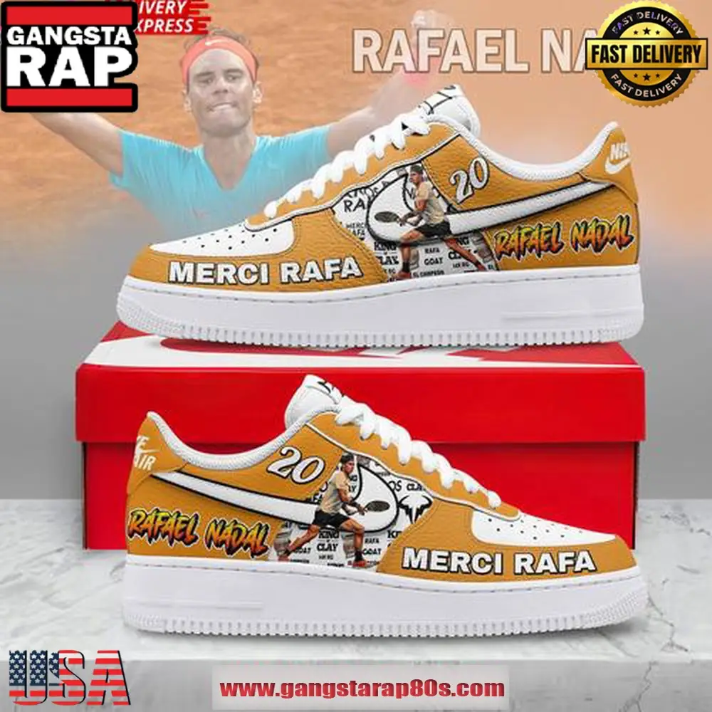 Rafael Nadal Merci Rafa King of Clay Limited Edition Air Force 1 Running Sneakers
