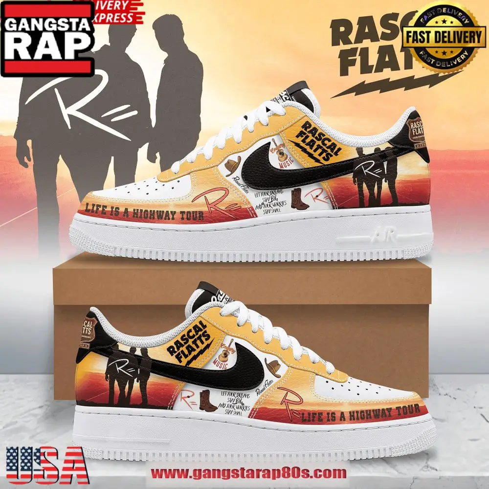 Rascal Flatts Life is a Highway Tour 2025 Air Force 1 Running Sneakers Shoes Rascal Flatts Life is a Highway Tour 2025 Air Force 1 Running Sneakers Shoes - Image 1