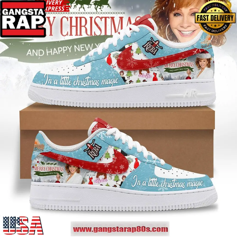 Reba McEntire Merry Christmas Limited Edition Air Force 1 Running Sneakers Reba McEntire Merry Christmas Limited Edition Air Force 1 Running Sneakers - Image 1