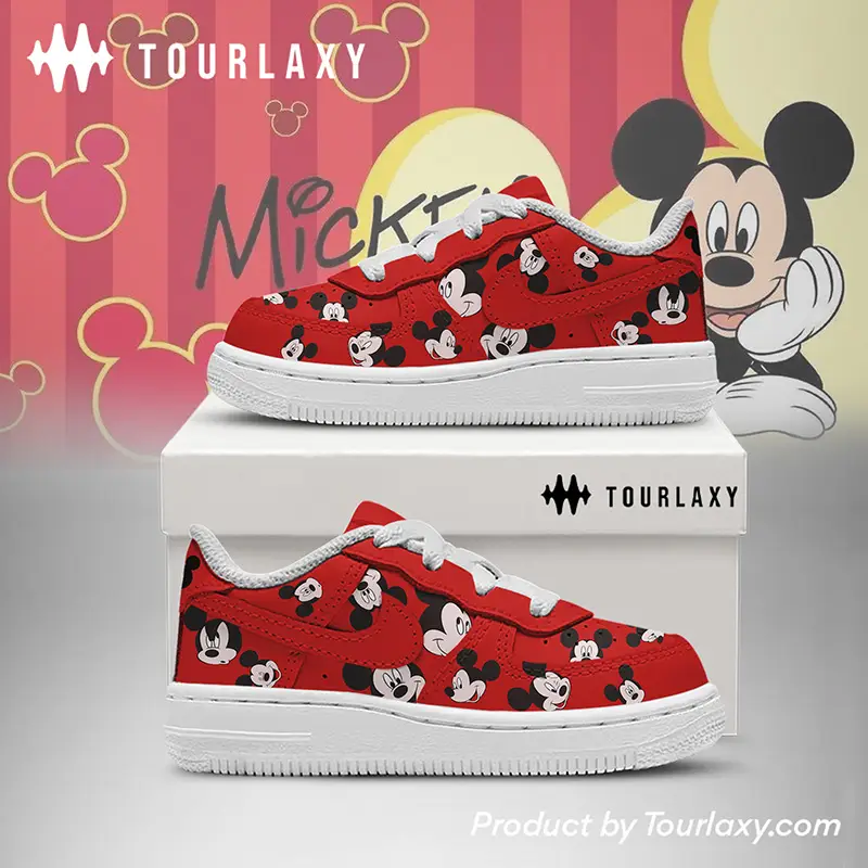 Red Mickey Mickey Mouse Air Force 1 Shoes, Disney Gift Christmas 