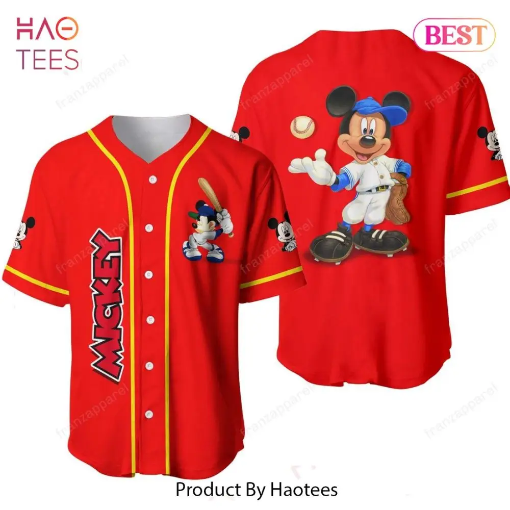 Red Mickey Mouse Baseball Jersey - Fun & Stylish Sports Tee For Fans