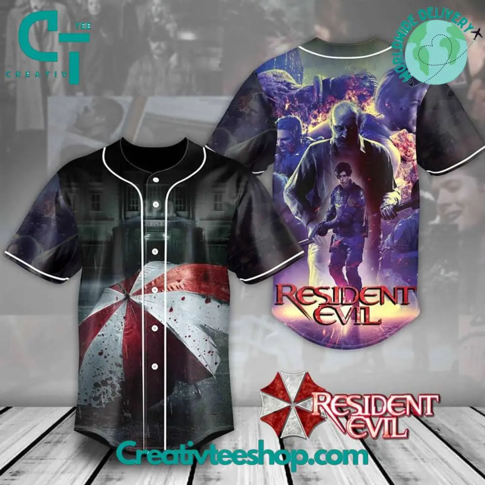 Resident Evil Umbrella Corporation Baseball Jersey Resident Evil Umbrella Corporation Baseball Jersey - Image 1