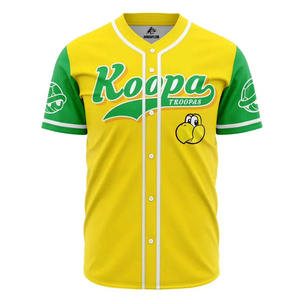 Retro Koopa Troopa Baseball Jersey - Vibrant Yellow & Green Gamer Gear
