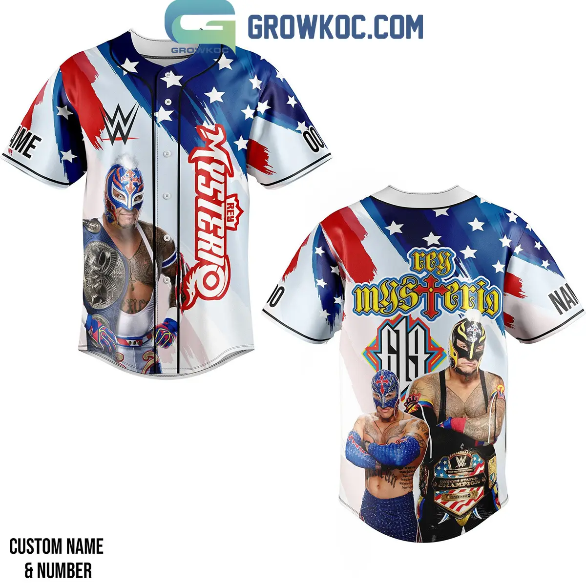 Rey Mysterio 619 WWE Champions Personalized Baseball Jersey