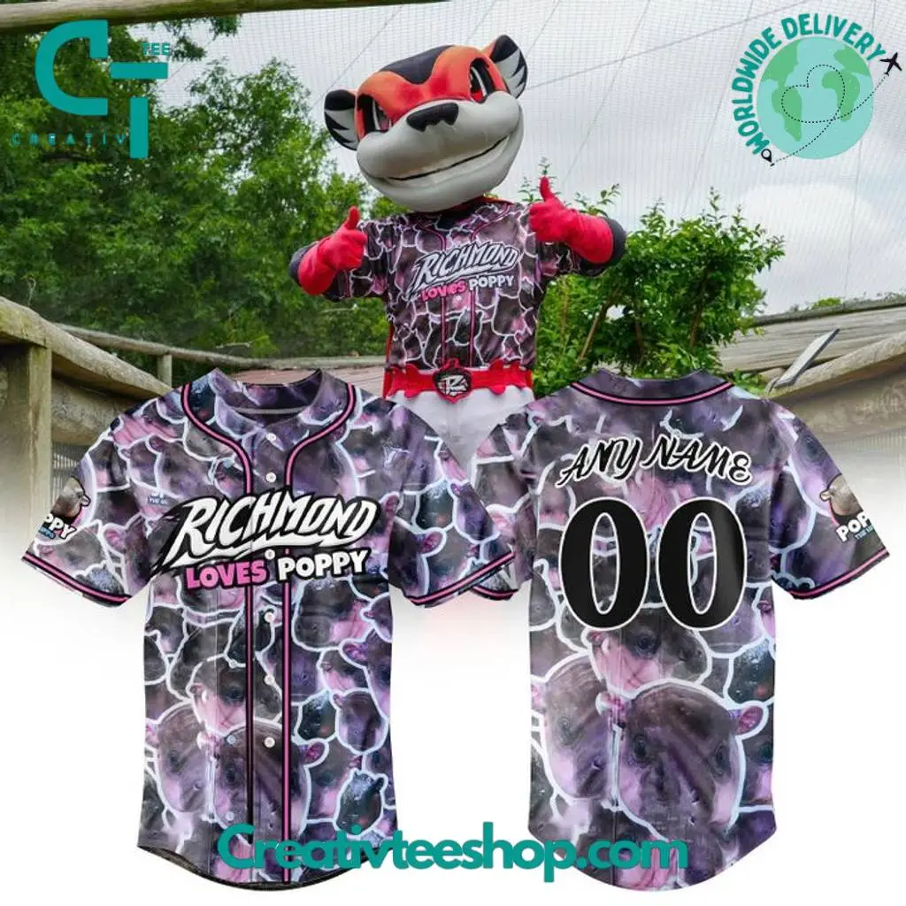 Richmond Flying Squirrels X Poppy Personalized Baseball Jersey