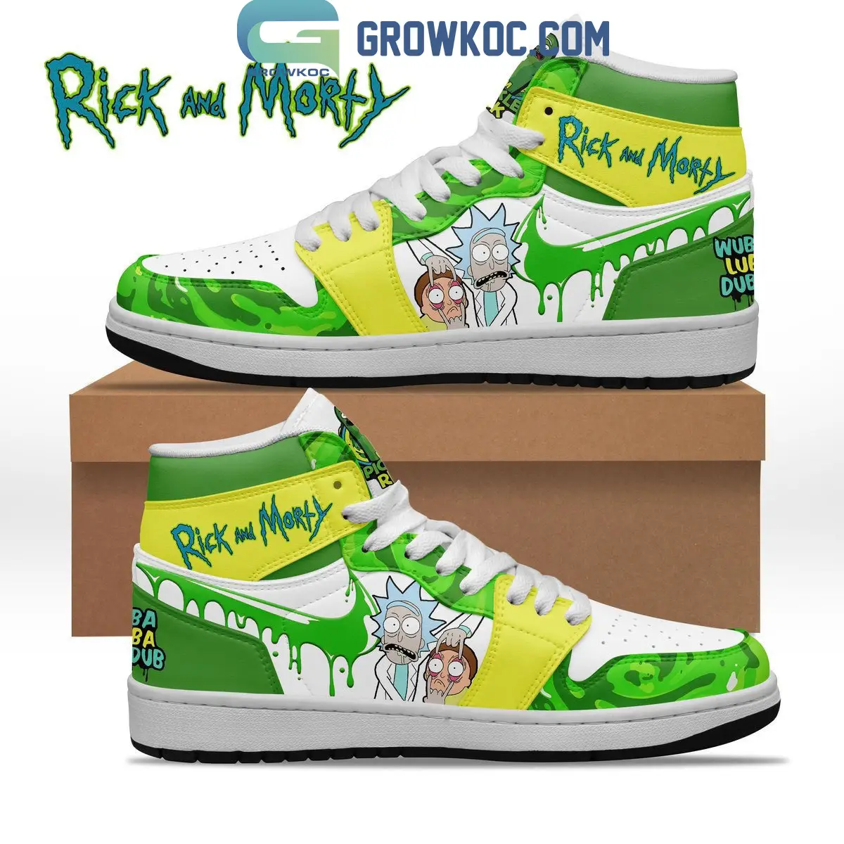 Rick And Morty Green Design Cartoon Air Jordan 1 Shoes