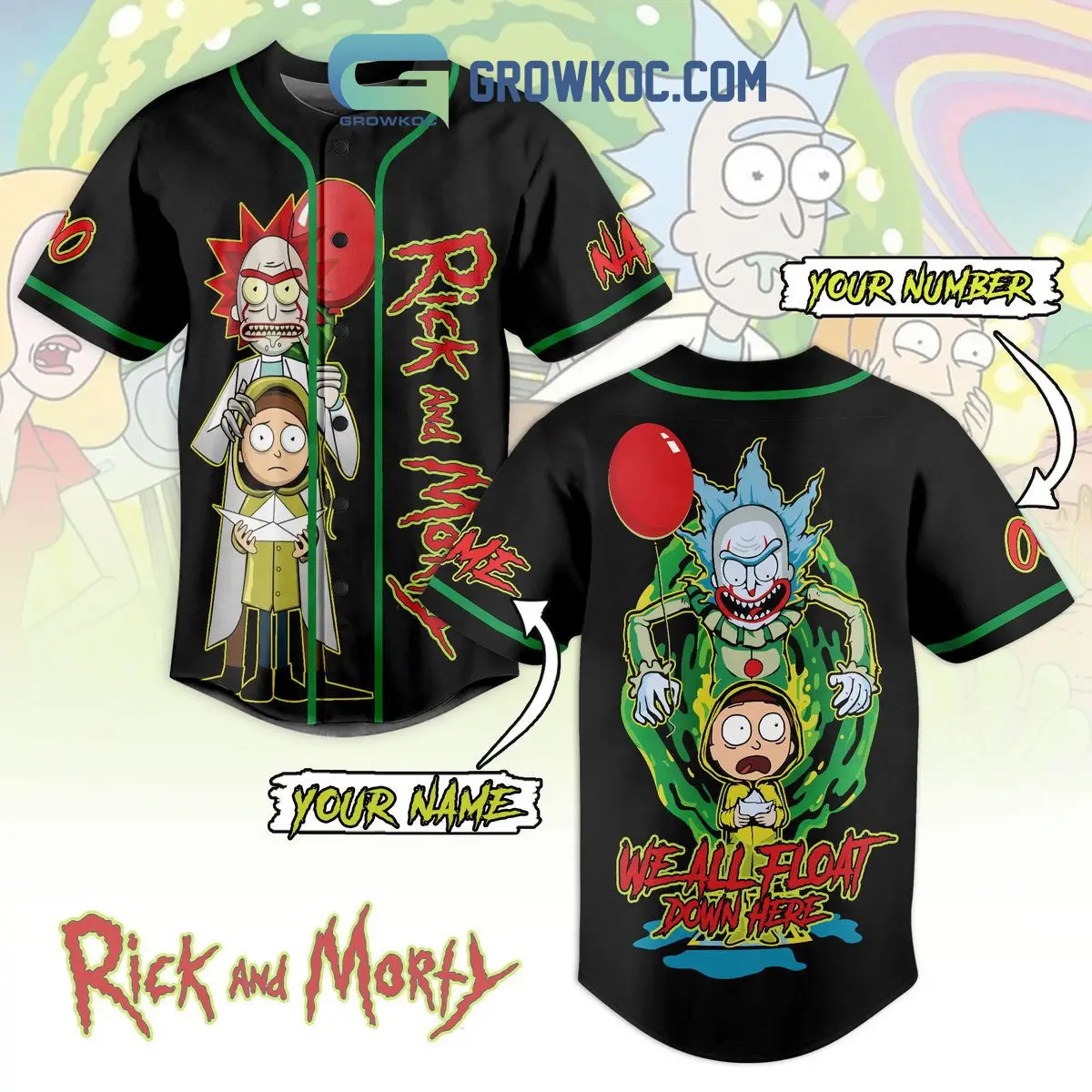 Rick And Morty We All Float Down Here Personalized Baseball Jersey