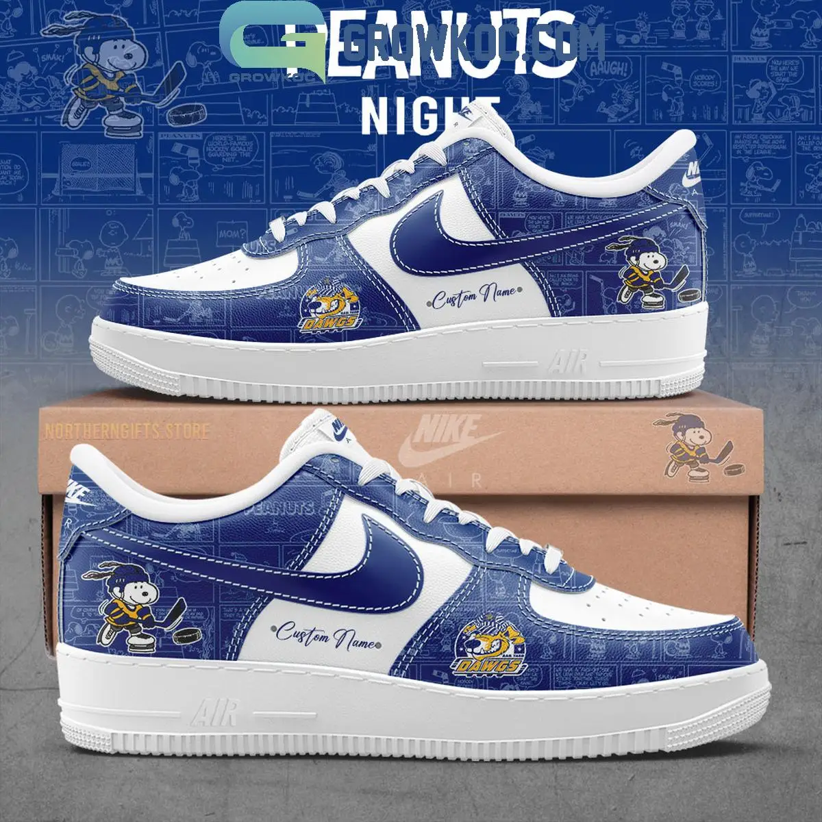 Roanoke Dawgs 75th Anniversary Peanuts Air Force 1 Shoes
