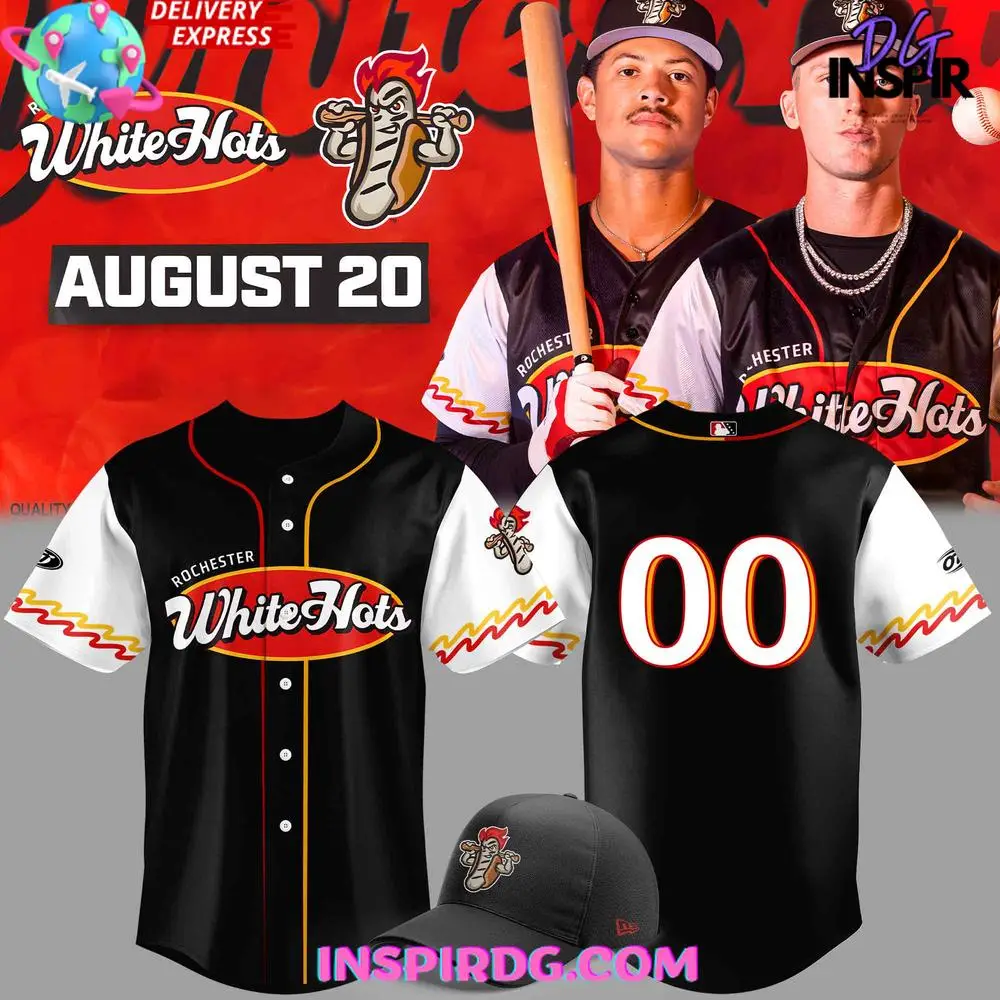 Rochester Whitehots Custom Baseball Jersey – Perfect For August 20 Fan Gear!